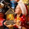 Lighted Christmas Snow Globes Musical Lantern with Timer, Train Water Lanterns Snowing Glittering Battery Operated, Christmas Santa Claus Musical Lighted Christmas Home Décor (House Lantern)